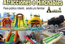 hinchables, toro mecánico, cañón de espuma